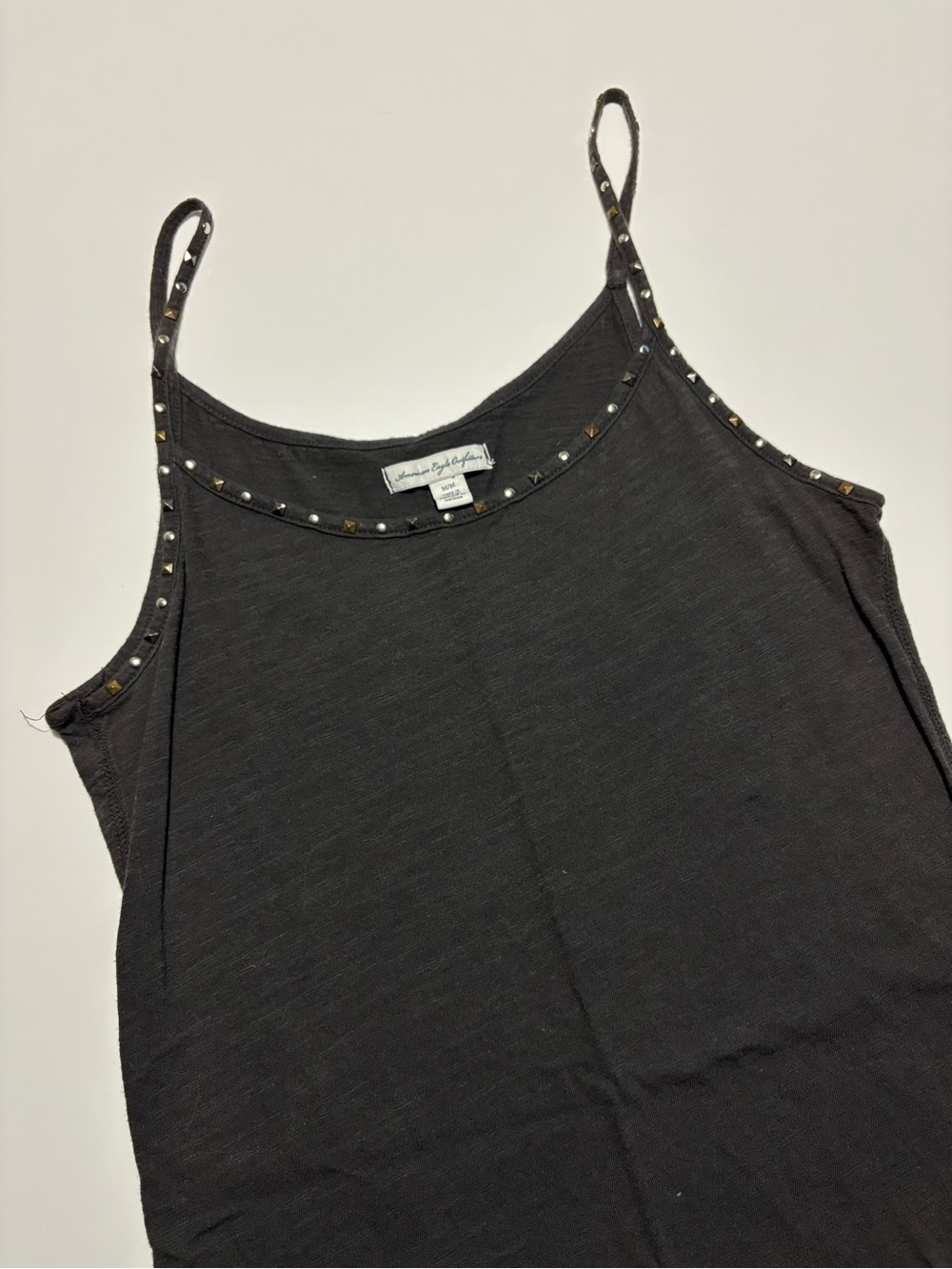 American Eagle Charcoal Grey Studded Strap Cotton Cami Tank Top
